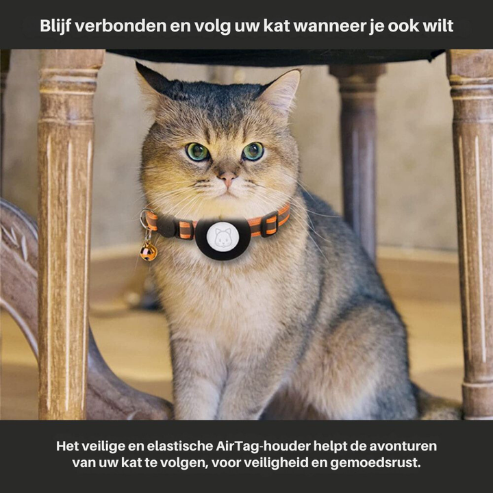 "Reflektierendes Katzenhalsband mit Sicherheitsverschluss und GPS-Halter, für erhöhte Sichtbarkeit und Schutz."