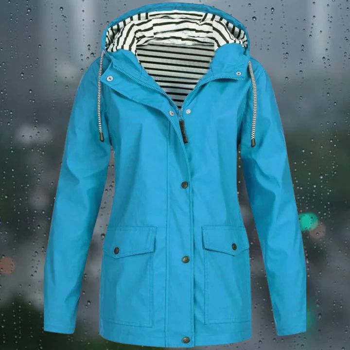 "Regenfeste Damen-Windjacke, leicht, stilvolles Design, atmungsaktives Futter, verstellbare Kapuze, ideal für Outdoor"