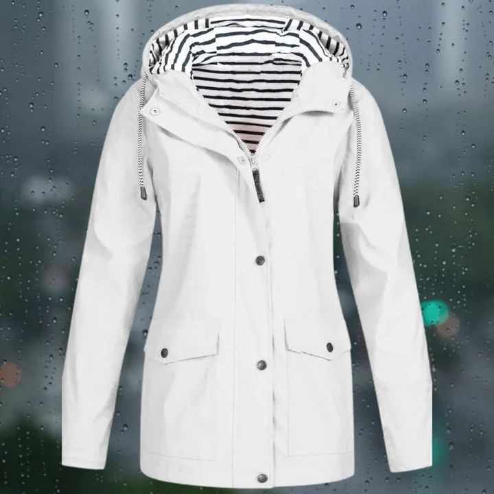 "Regenfeste Damen-Windjacke, leicht, stilvolles Design, atmungsaktives Futter, verstellbare Kapuze, ideal für Outdoor"