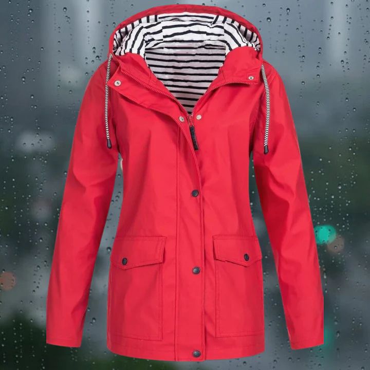 "Regenfeste Damen-Windjacke, leicht, stilvolles Design, atmungsaktives Futter, verstellbare Kapuze, ideal für Outdoor"