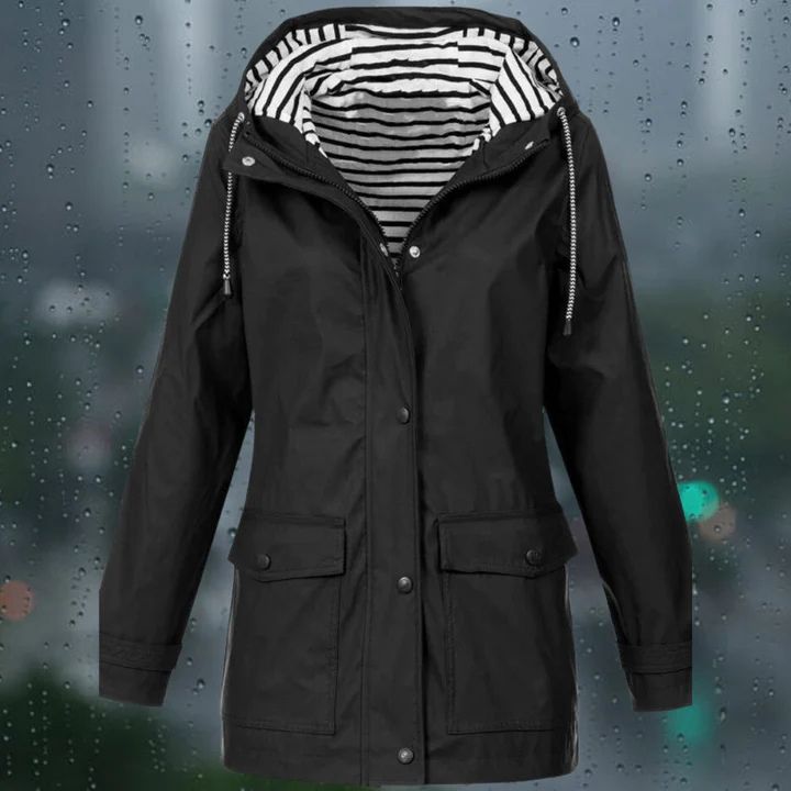 "Regenfeste Damen-Windjacke, leicht, stilvolles Design, atmungsaktives Futter, verstellbare Kapuze, ideal für Outdoor"