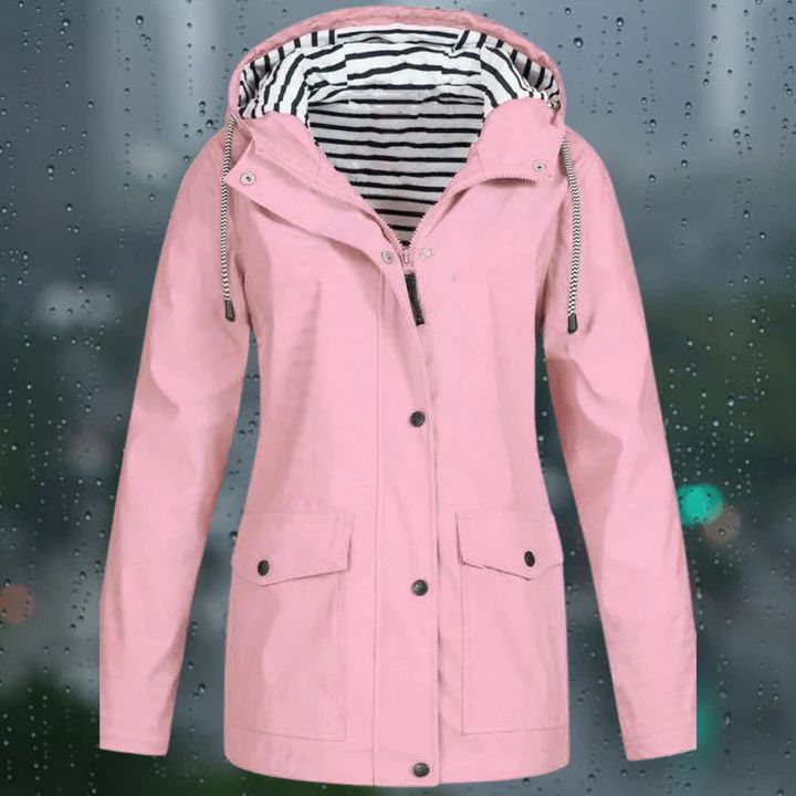 "Regenfeste Damen-Windjacke, leicht, stilvolles Design, atmungsaktives Futter, verstellbare Kapuze, ideal für Outdoor"