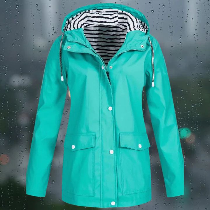 "Regenfeste Damen-Windjacke, leicht, stilvolles Design, atmungsaktives Futter, verstellbare Kapuze, ideal für Outdoor"