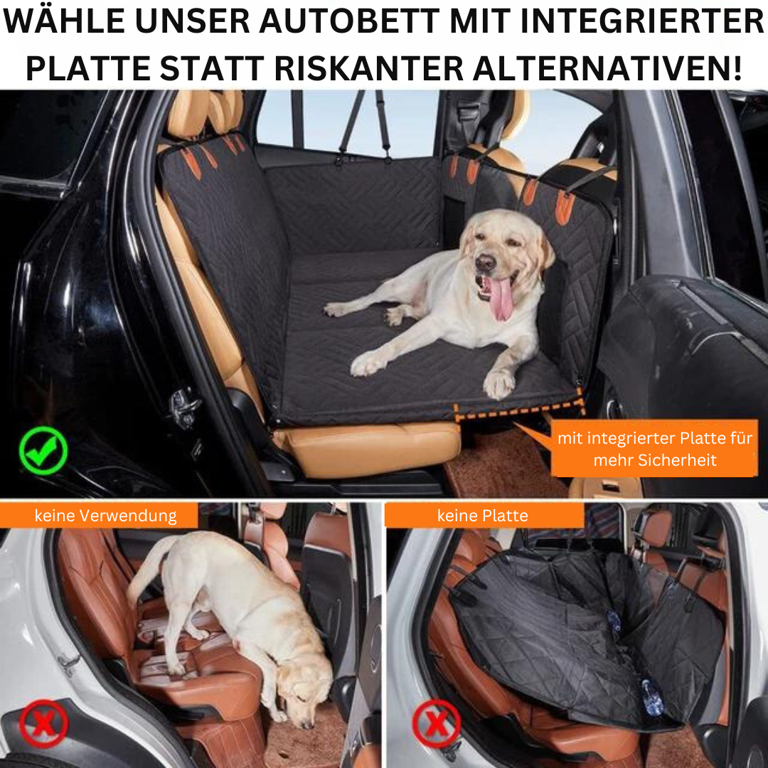 "Reißfeste, wasserdichte Hartboden-Autositzerweiterung für Hunde, schützt Autoinnenraum und bietet Hundekomfort."