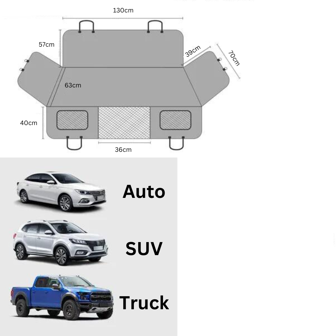 "Reißfeste, wasserdichte Hartboden-Autositzerweiterung für Hunde, schützt Autoinnenraum und bietet Hundekomfort."