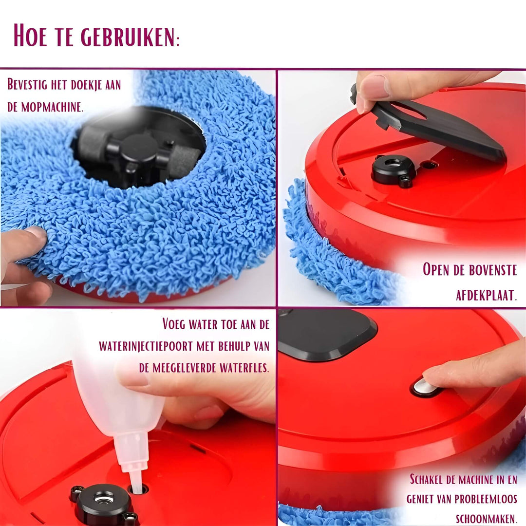 "Roboter-Wischmopp in Schwarz, Reiniger für Böden, kompakt und effizient, ideal für Teppiche und Hartböden zu Hause."