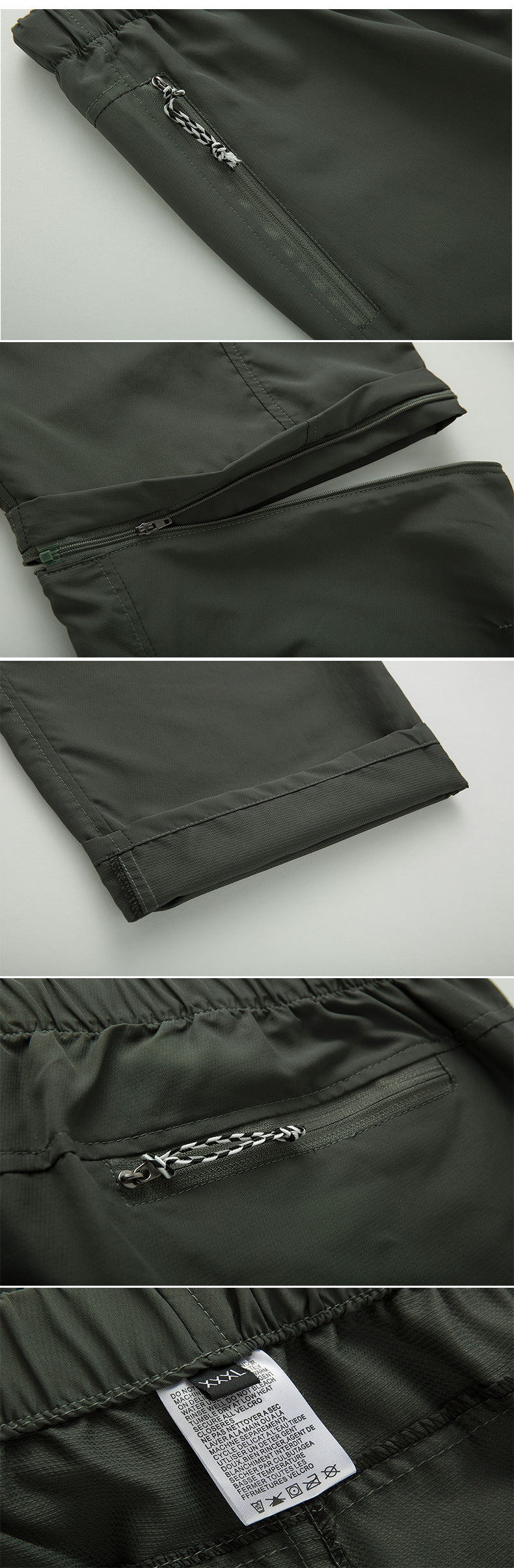 Robuste 2-in-1 Wanderhose für Herren mit Taschen, komfortablem Schnitt und in Braun, Dunkelgrün, Grau, Schwarz erhältlich.