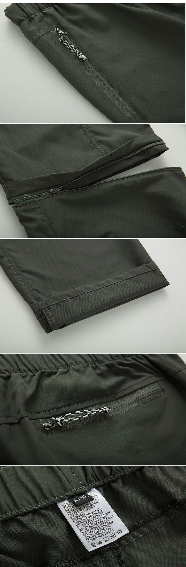 Robuste 2-in-1 Wanderhose für Herren mit Taschen, komfortablem Schnitt und in Braun, Dunkelgrün, Grau, Schwarz erhältlich.