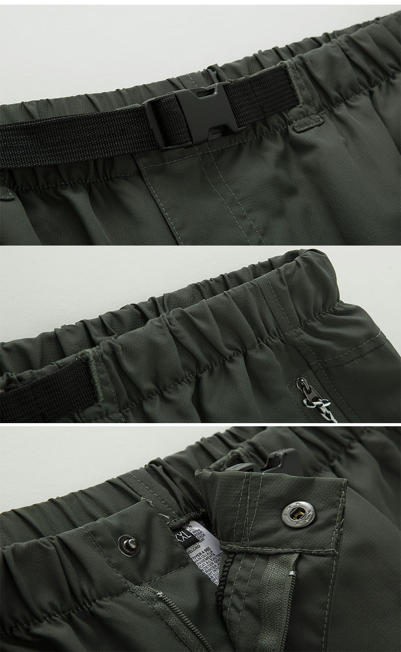 Robuste 2-in-1 Wanderhose für Herren mit Taschen, komfortablem Schnitt und in Braun, Dunkelgrün, Grau, Schwarz erhältlich.