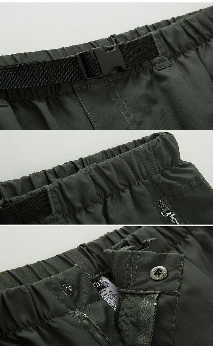 Robuste 2-in-1 Wanderhose für Herren mit Taschen, komfortablem Schnitt und in Braun, Dunkelgrün, Grau, Schwarz erhältlich.