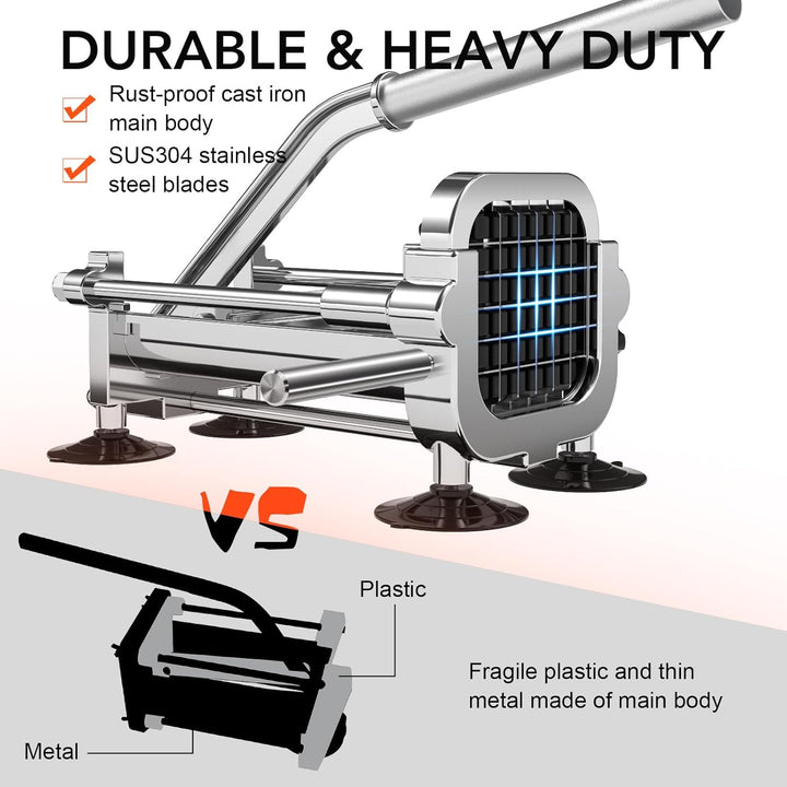 Robuster Edelstahl-Gemüseschneider, vielseitig; perfekt für präzises Schneiden von Pommes und Gemüse in der Küche.