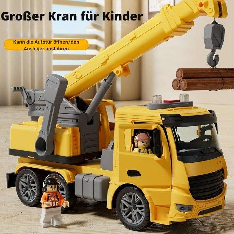 "Robuster Kran Truck Spielzeug mit großem beweglichem Kranarm, lebhaften Details, blinkenden Lichtern und Soundeffekten"