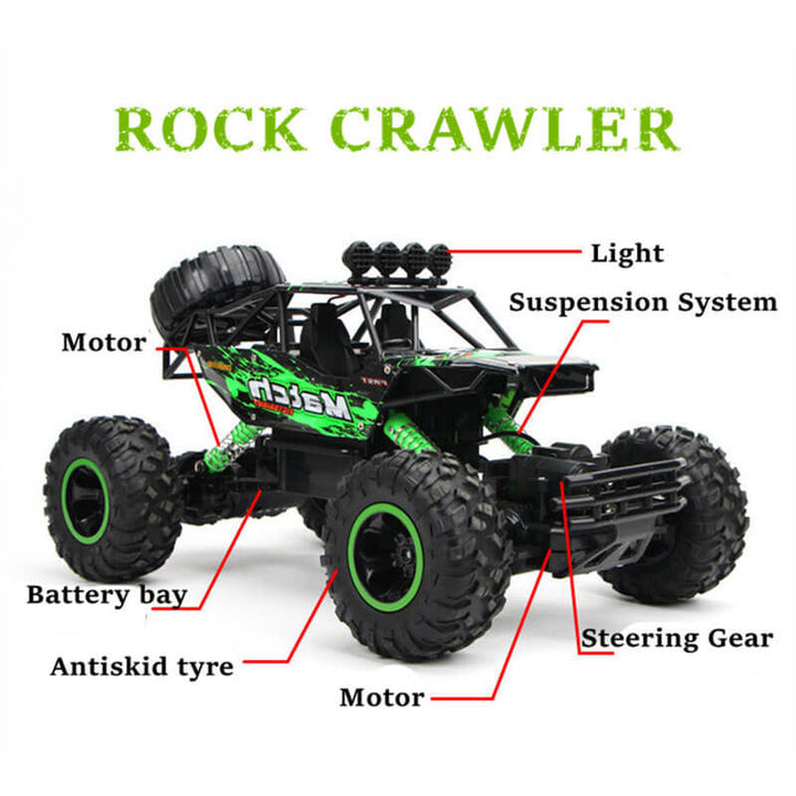 "Robustes RC Auto Monstertruck, 4x4 Offroad Rock Crawler, ferngesteuertes Fahrzeug mit Hi-Q-Gummirädern, 2,4 GHz Technologie"