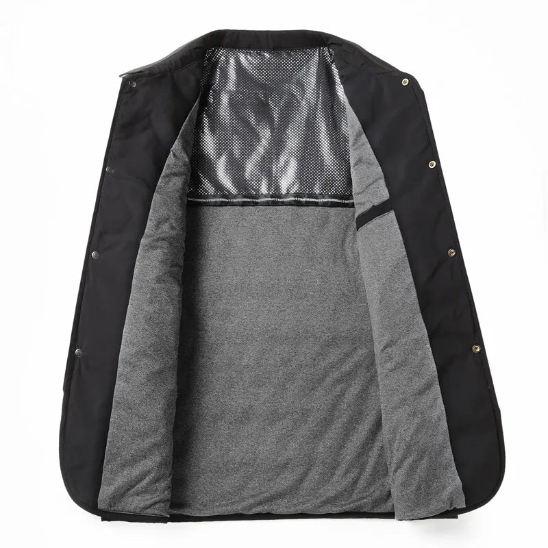 Modern men's quilted jacket, a smart button-down collared outerwear, perfect for a sleek casual look.
