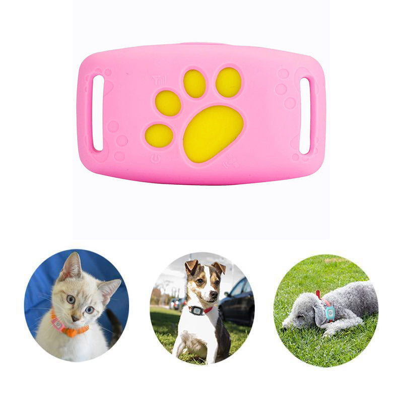 "Rosa GPS-Halsband für Haustiere mit Echtzeit-Ortung, wasserfest, ideal für Katzen und kleine Hunde."