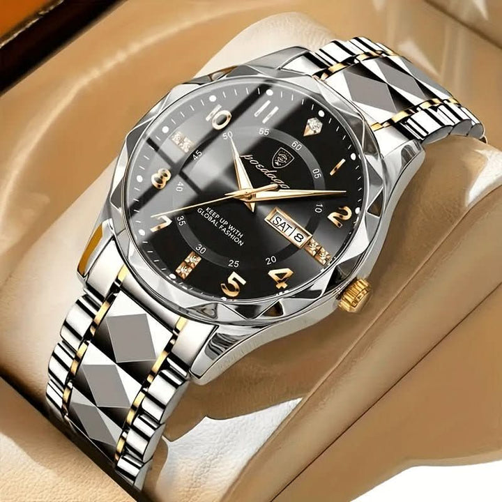 Robust Men's Sports Watch with a sleek black case & comfortable strap. Durable and stylish accessory.
