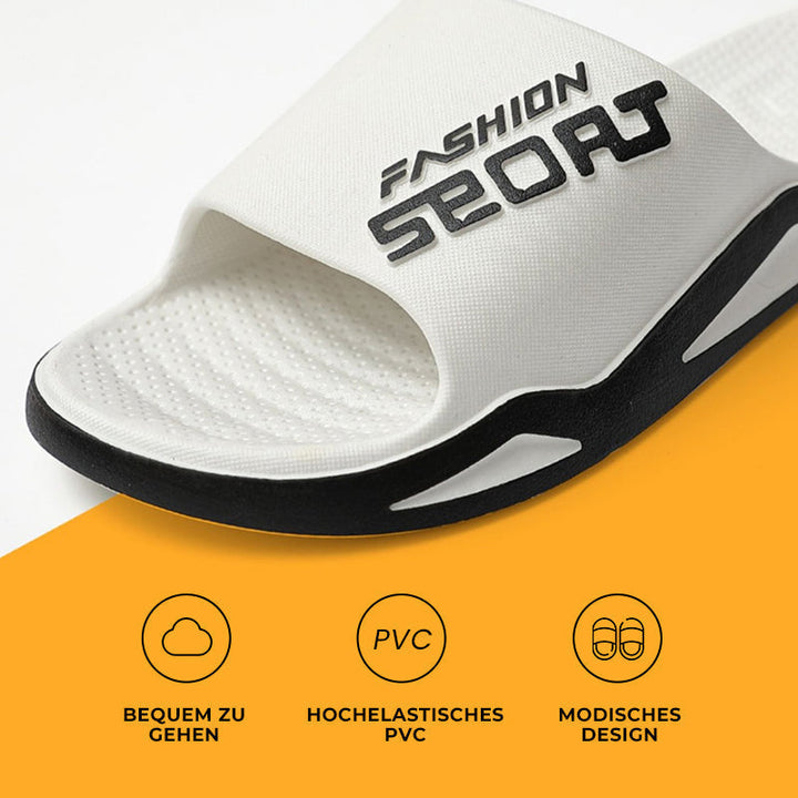 "Rutschfeste und atmungsaktive unisex Sportsandalen, stilvoll zweifarbig in Gelb+Schwarz, perfekt für aktive Tage."