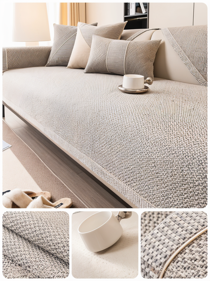 "Rutschfester Sofabezug in Hellgrau: Modernes Design, ultimative Passform & Schutz für Ihr Wohnzimmer-Sofa."
