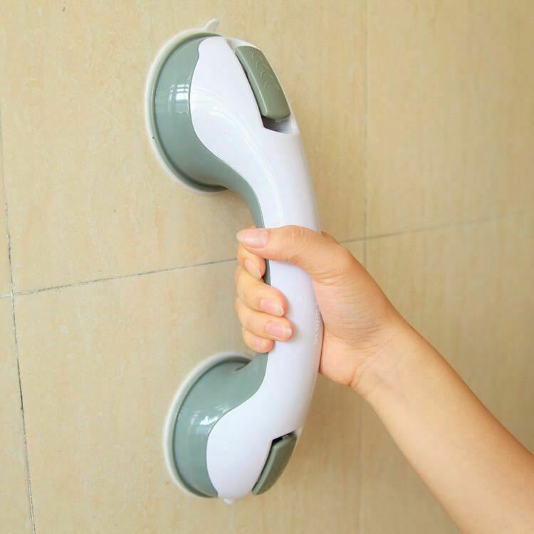 Unisex suction cup shower grab bar handle for bathroom safety. Provides strong support for elderly & mobility aid.
