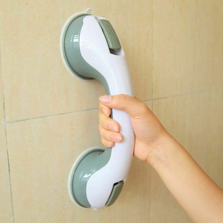 Unisex suction cup shower grab bar handle for bathroom safety. Provides strong support for elderly & mobility aid.