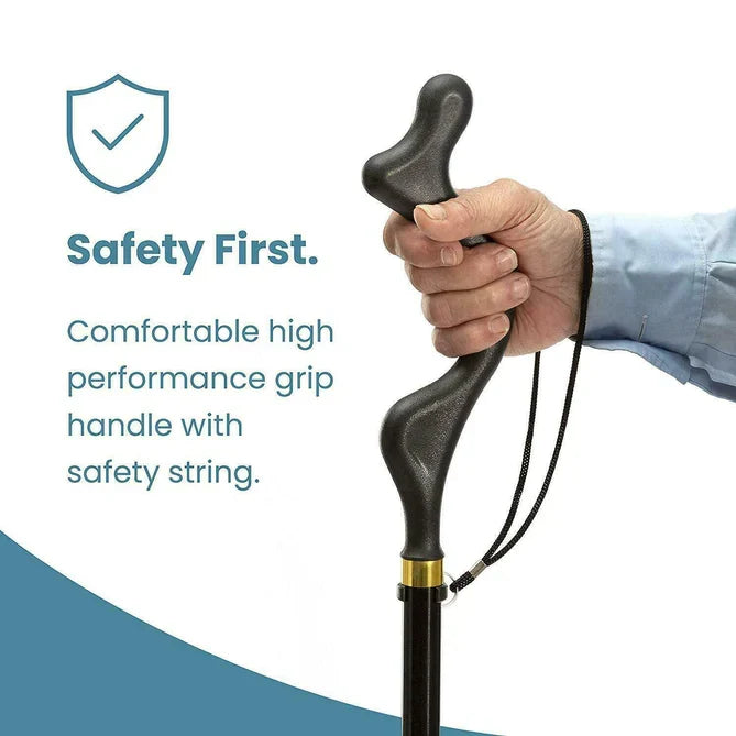 Senior walking stick with enhanced stability, offering reliable support and balance for daily mobility.