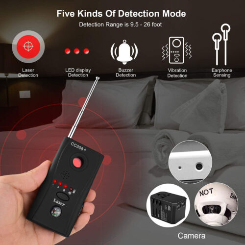 Hidden camera lens detector & bug finder, ensures privacy by locating all types of spy devices. Portable security.