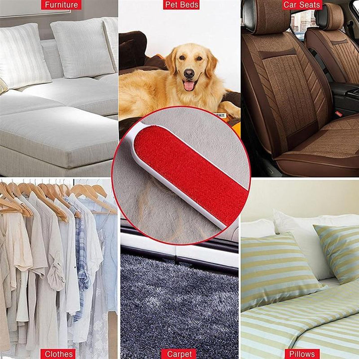 "Schlanke blaue und weiße Haustierhaarentferner-Bürste mit magnetischer Wirkung, Vorderansicht auf weißem Hintergrund."