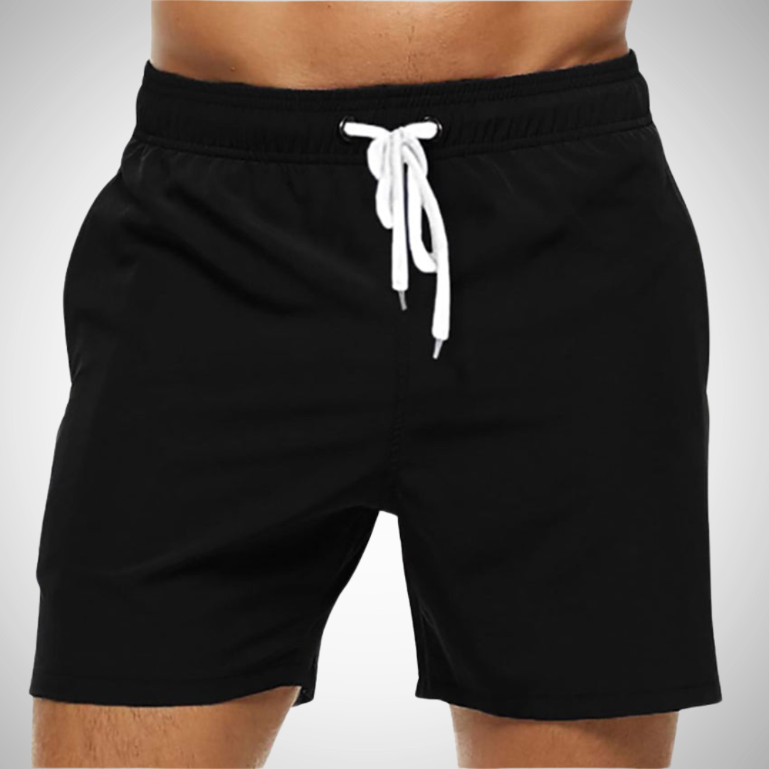 "Schnelltrocknende Herren Badehose, einfarbig, komfortabler Bund mit Kordelzug, ideal für Strand und Schwimmbad."