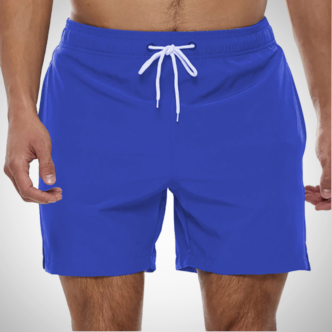 "Schnelltrocknende Herren Badehose, einfarbig, komfortabler Bund mit Kordelzug, ideal für Strand und Schwimmbad."