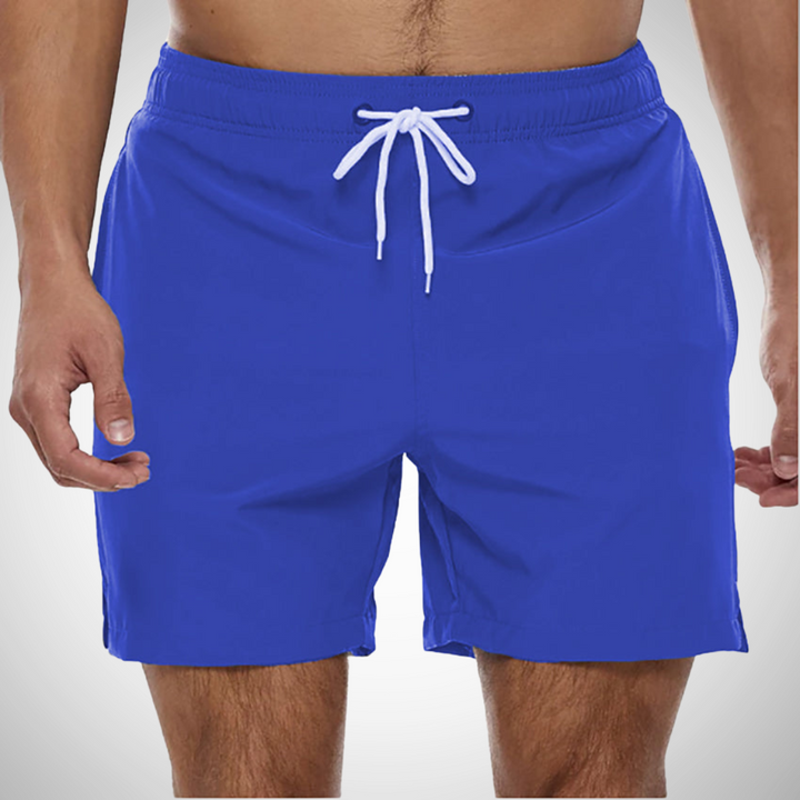 "Schnelltrocknende Herren Badehose, einfarbig, komfortabler Bund mit Kordelzug, ideal für Strand und Schwimmbad."
