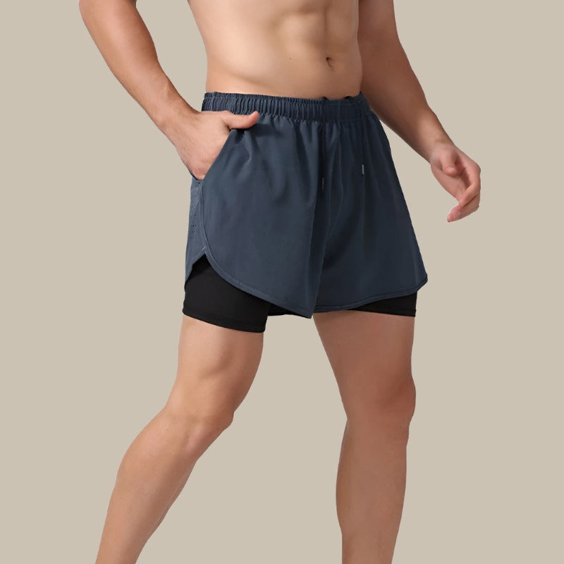 "Schnelltrocknende Herren Laufshorts mit Reißverschluss, schwarz, atmungsaktiv, ideal für Sport und Fitness, Größe M"