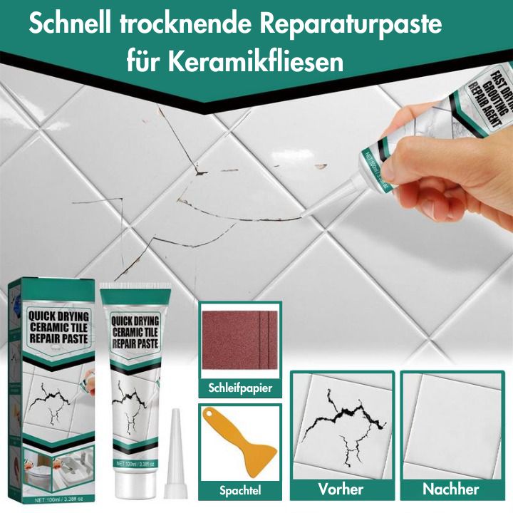 "Schnelltrocknende Keramikfliesen-Reparaturpaste, weiße Paste, Anwendung auf beschädigten Fliesen, DIY-Reparatur"