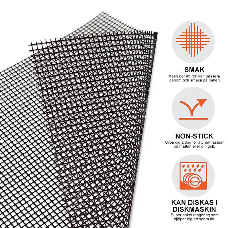 Schwarze antihaft Grillmatte für sauberes BBQ-Grillen, ideal für Fleisch und Gemüse, hitzebeständig bis 700°F, leicht zu rein