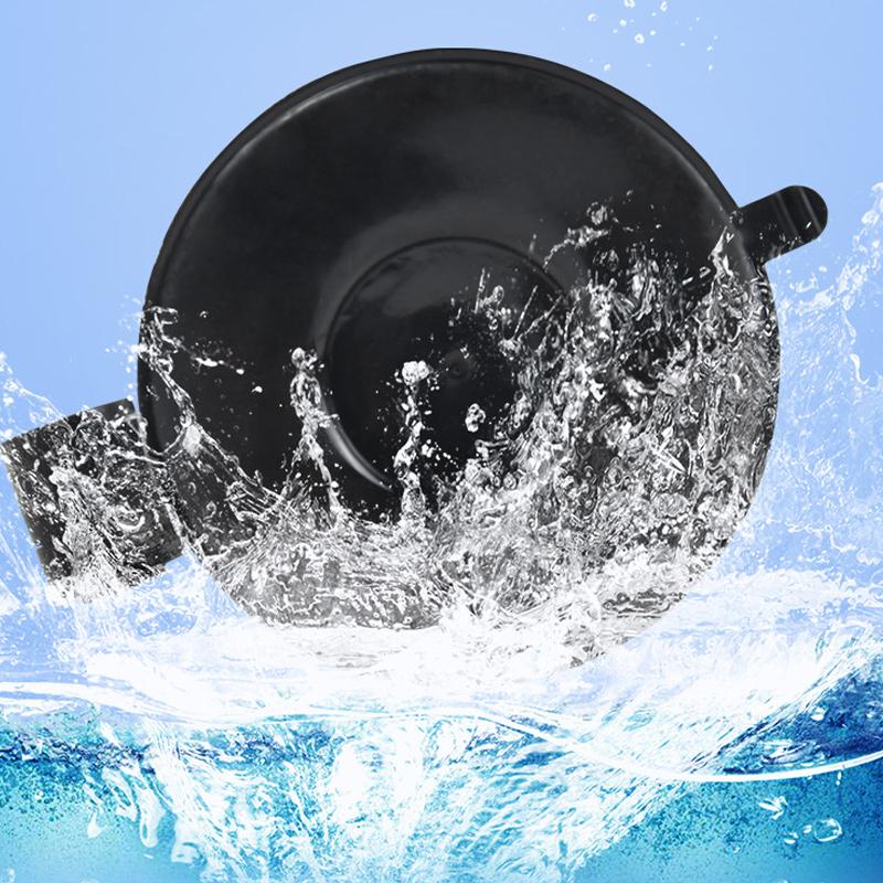 "Schwarzer 360-Grad Handyhalter mit starkem Saugnapf auf glatter Oberfläche, bietet flexible Handy-Drehung und sicheren Halt.