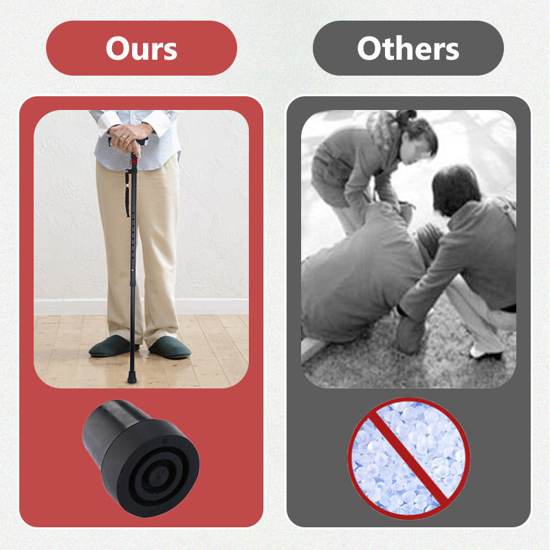 "Schwarzer Spazierstock für Senioren mit LED-Licht und Radio, verstellbar, aus Aluminium für sichere und unterhaltsame Spazie