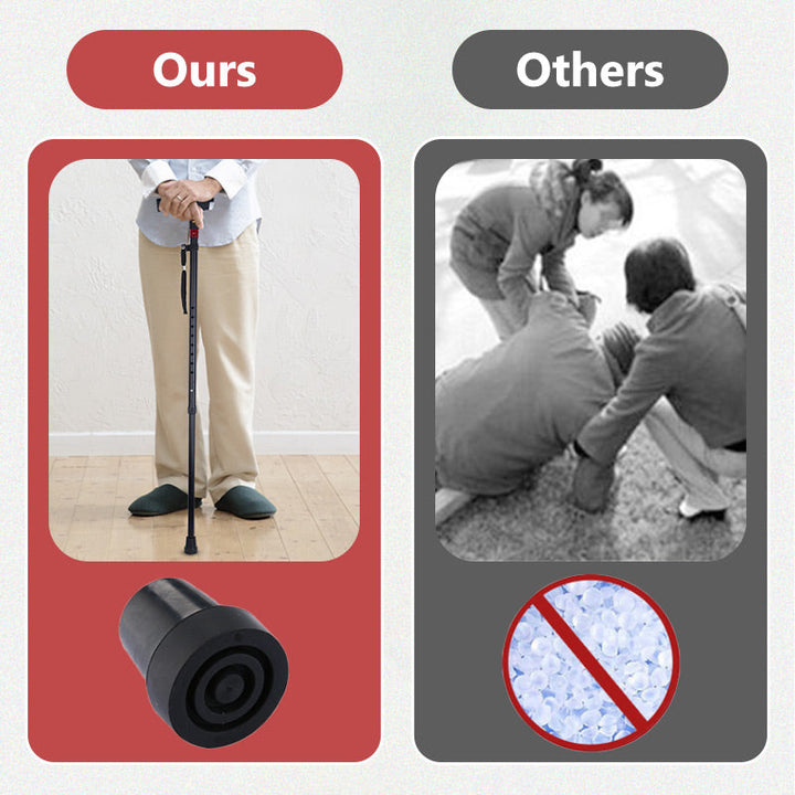 "Schwarzer Spazierstock für Senioren mit LED-Licht und Radio, verstellbar, aus Aluminium für sichere und unterhaltsame Spazie