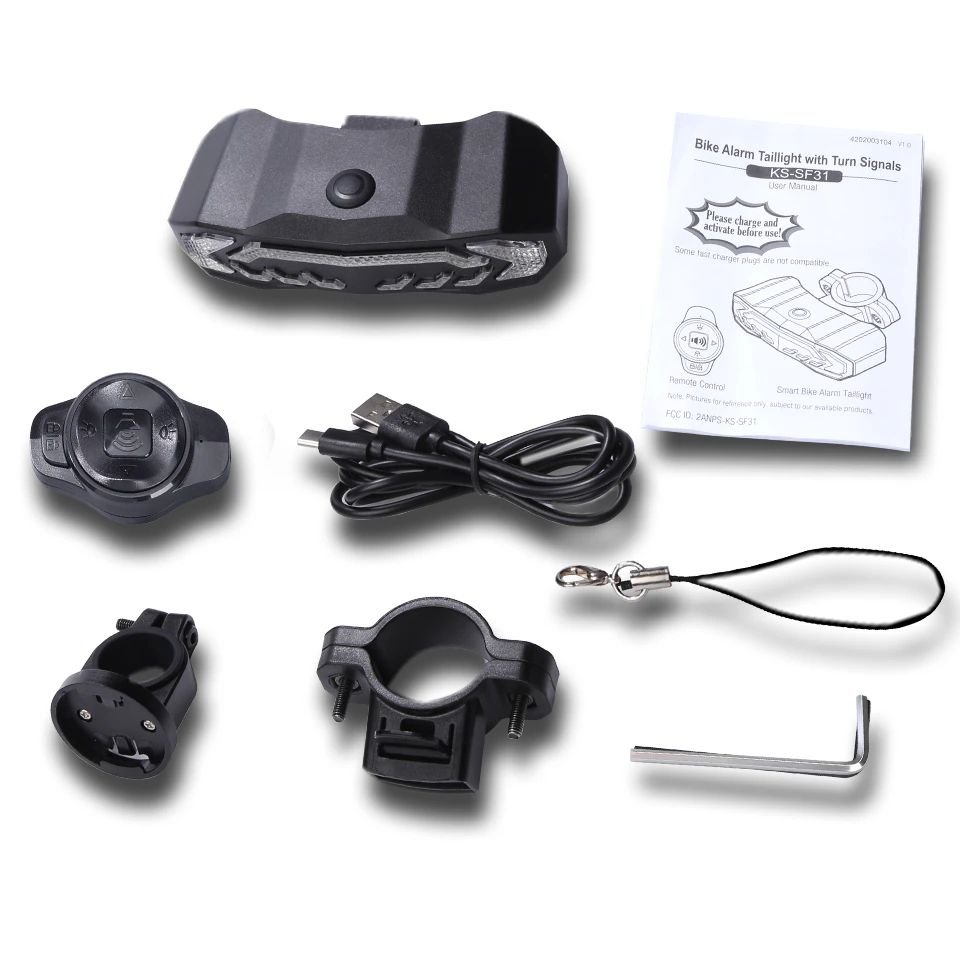 Schwarzes Rücklicht mit 31 LED und 6 Modi am Fahrradsattel, integriertem Alarm gegen Diebstahl, für verbesserte Sicherheit.