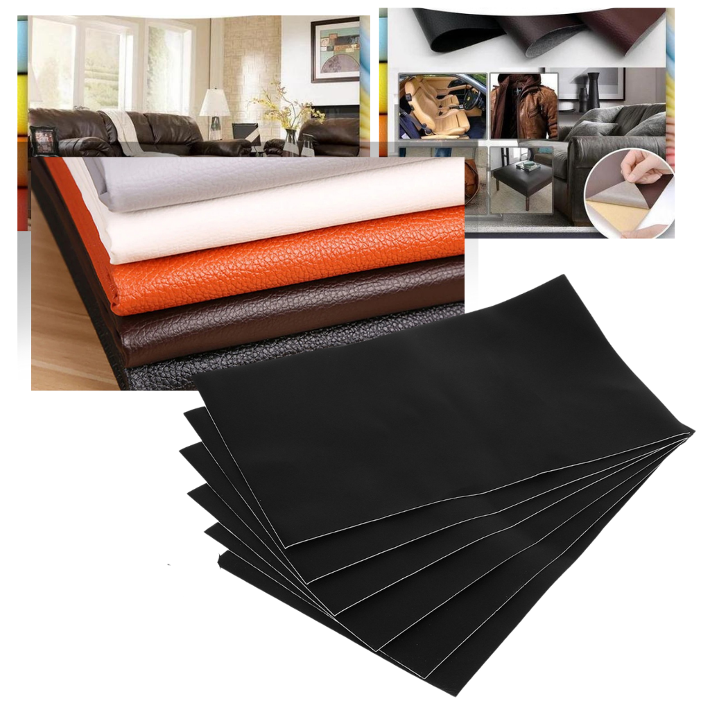 Selbstklebender Lederflicken, ideal für Möbel- und Kleidungsreparatur, in Schwarz, robustes Kunstleder, einfach anzubringen.