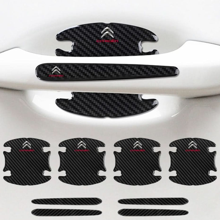 "Selbstklebendes Auto Türschutz Set im Carbon-Look mit universeller Passform und kratzfestem Design für effektiven Schutz."