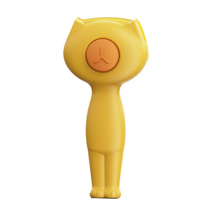 Detailed view of the retractable bristles on a self-cleaning pet grooming brush, safe for skin