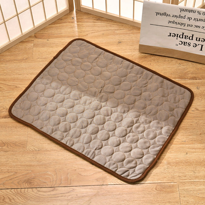 Self-Cooling Gel Pet Mat for dogs & cats, blue, providing pet comfort on a hot day