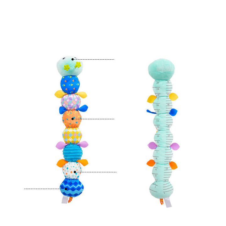 Sensorische Plüsch Rassel-Raupe mit Musik, bunten Farben und Texturen, ideal zur Förderung der Babyentwicklung.