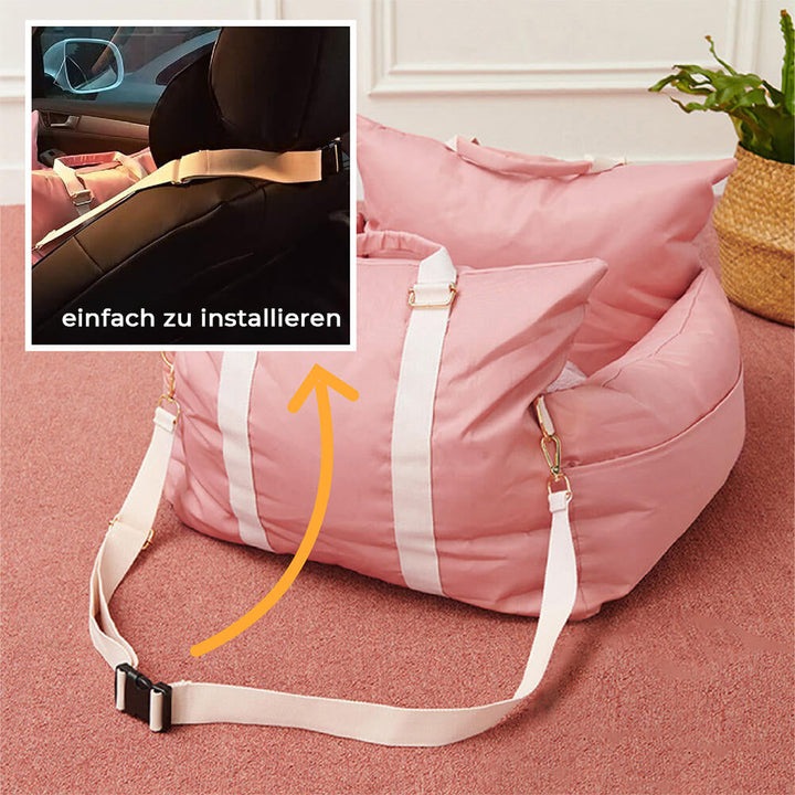 "Sicheres und wasserdichtes Hundeautositzbett mit Schutzkissen und Komfort, ideal für Reisen und leicht zu reinigen."