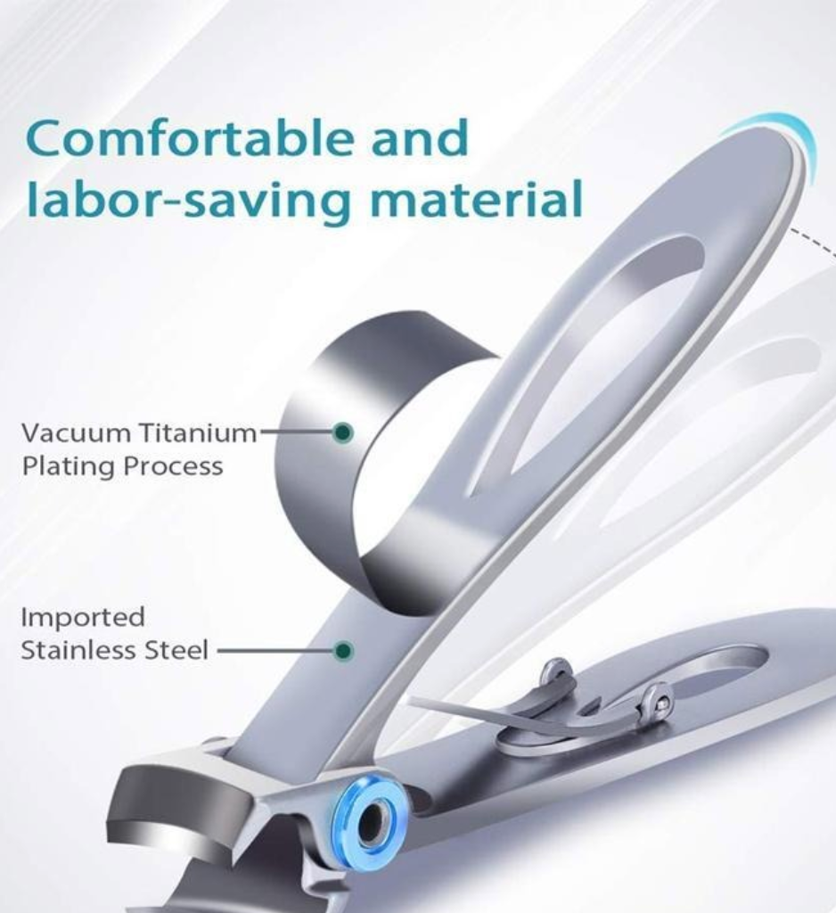 "Silberner Edelstahl-Nagelknipser mit ergonomischem Griff, ideal für dicke Nägel, bietet präzises und müheloses Schneiden."