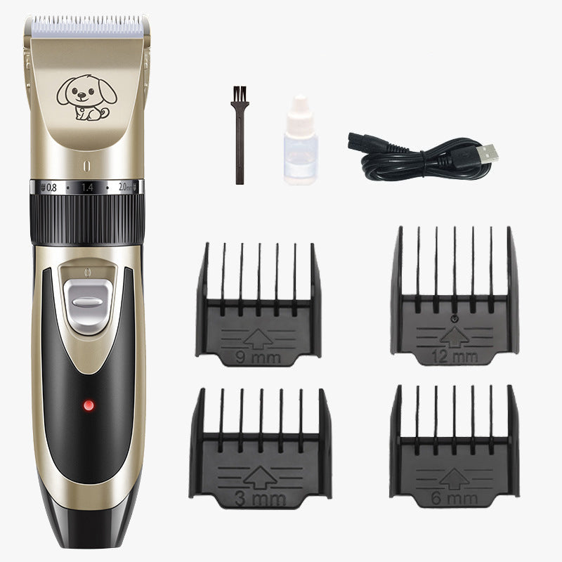 Rechargeable pet clippers with adjustable comb, ideal for professional dog grooming and home use