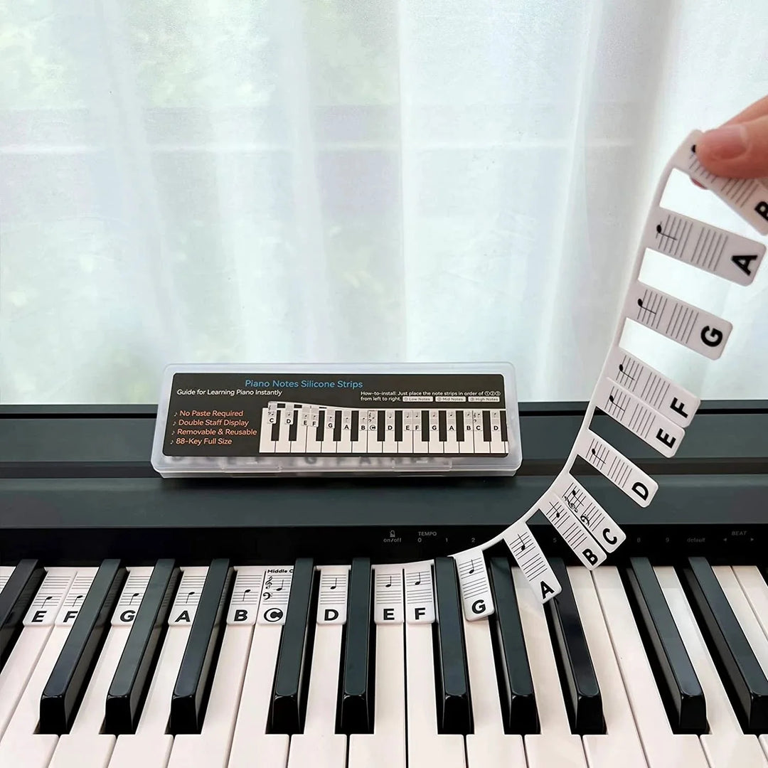 Silicone Universal Piano Note Guide for beginners. Easy piano learning tool, clearly showing notes & basic music theory.