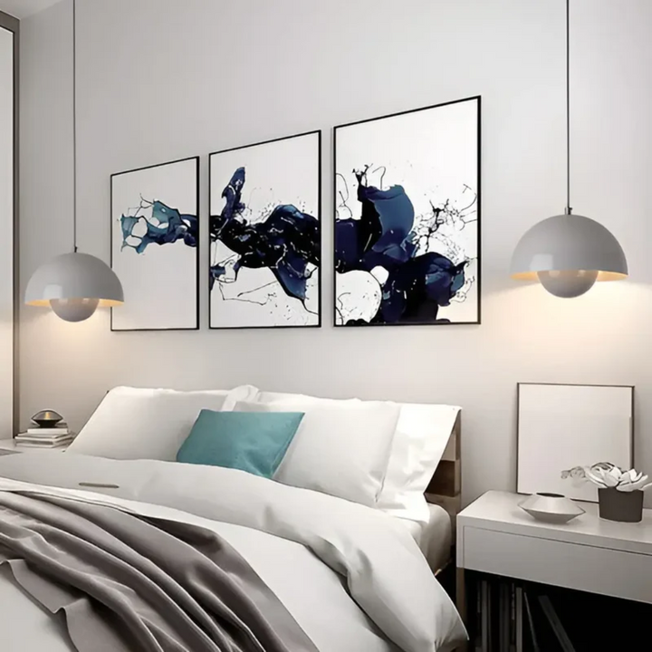 "Skandinavische dimmbare LED-Hängeleuchte in blütenförmigem Design mit warmem Licht und verstellbarem Kabel."