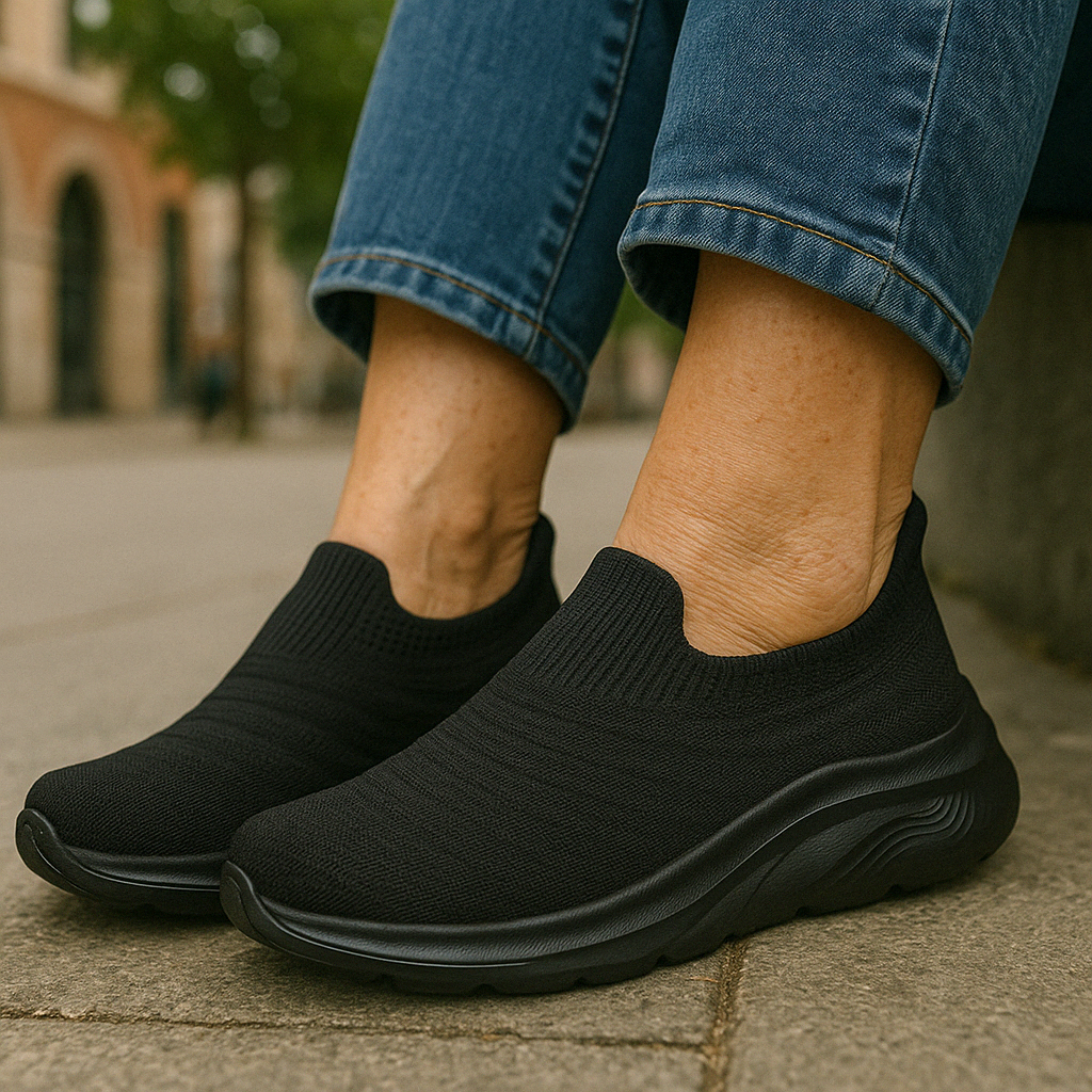 "Slip On Sneaker Damen, bequemer Anti-Schmerz Schlupfschuh, lila, gepolsterte Einlegesohle, rutschfest, ohne Schnürsenkel"