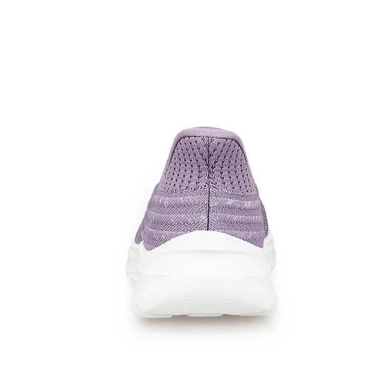 "Slip On Sneaker Damen, bequemer Anti-Schmerz Schlupfschuh, lila, gepolsterte Einlegesohle, rutschfest, ohne Schnürsenkel"