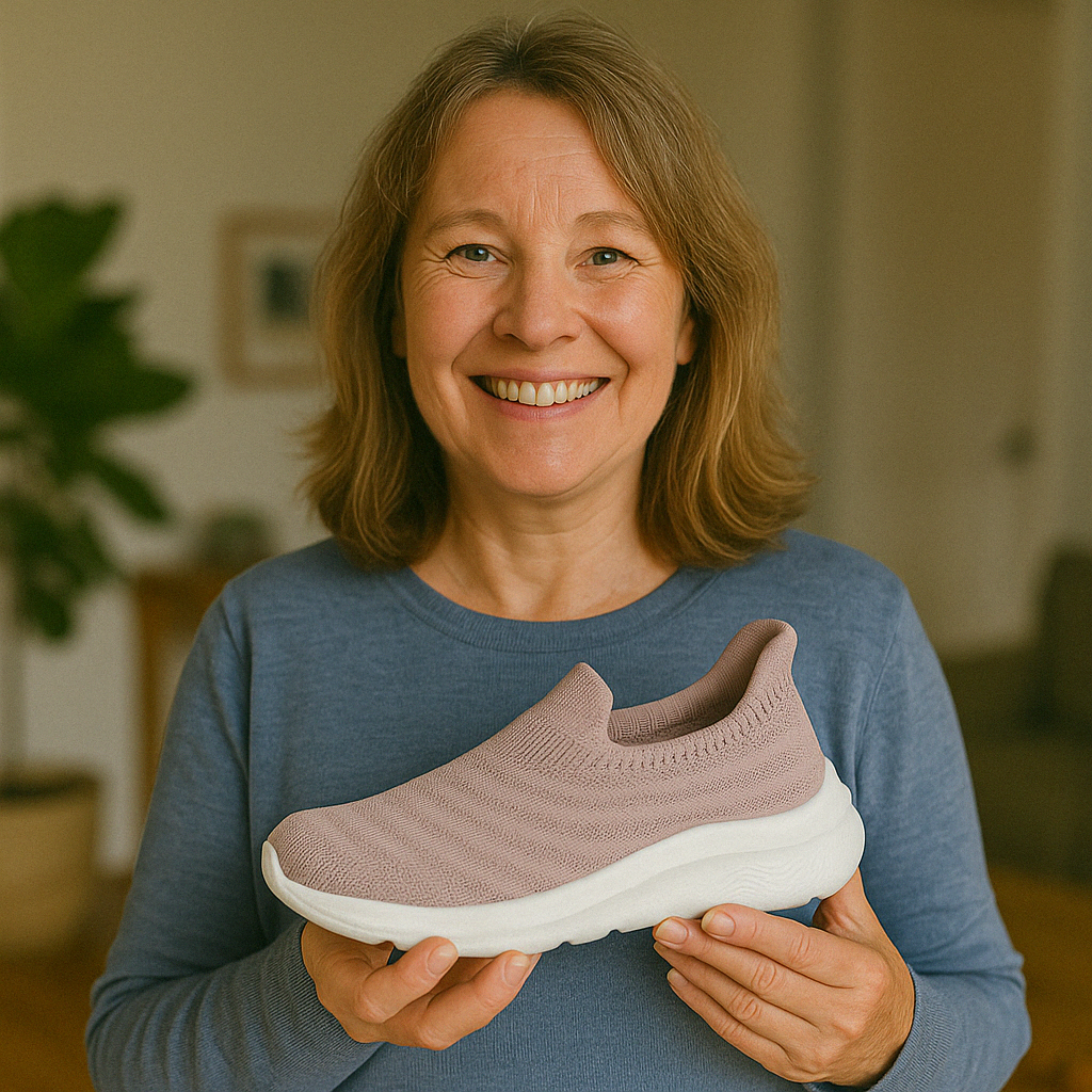 "Slip On Sneaker Damen, bequemer Anti-Schmerz Schlupfschuh, lila, gepolsterte Einlegesohle, rutschfest, ohne Schnürsenkel"